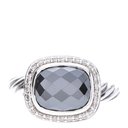 David Yurman Sterling Silver Diamond Hematite 10mm Noblesse Ring 51 5.75 1 of 4