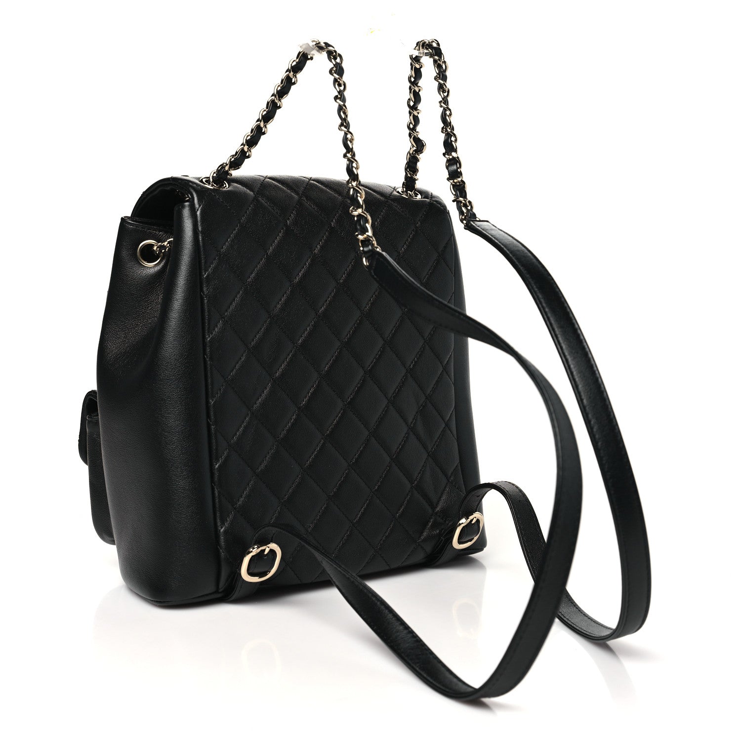 Chanel Calfskin Quilted Large Duma Pockets Drawstring Backpack Black 3 of 11