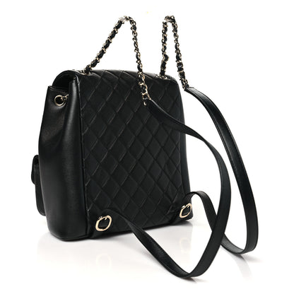 Chanel Calfskin Quilted Large Duma Pockets Drawstring Backpack Black 3 of 11