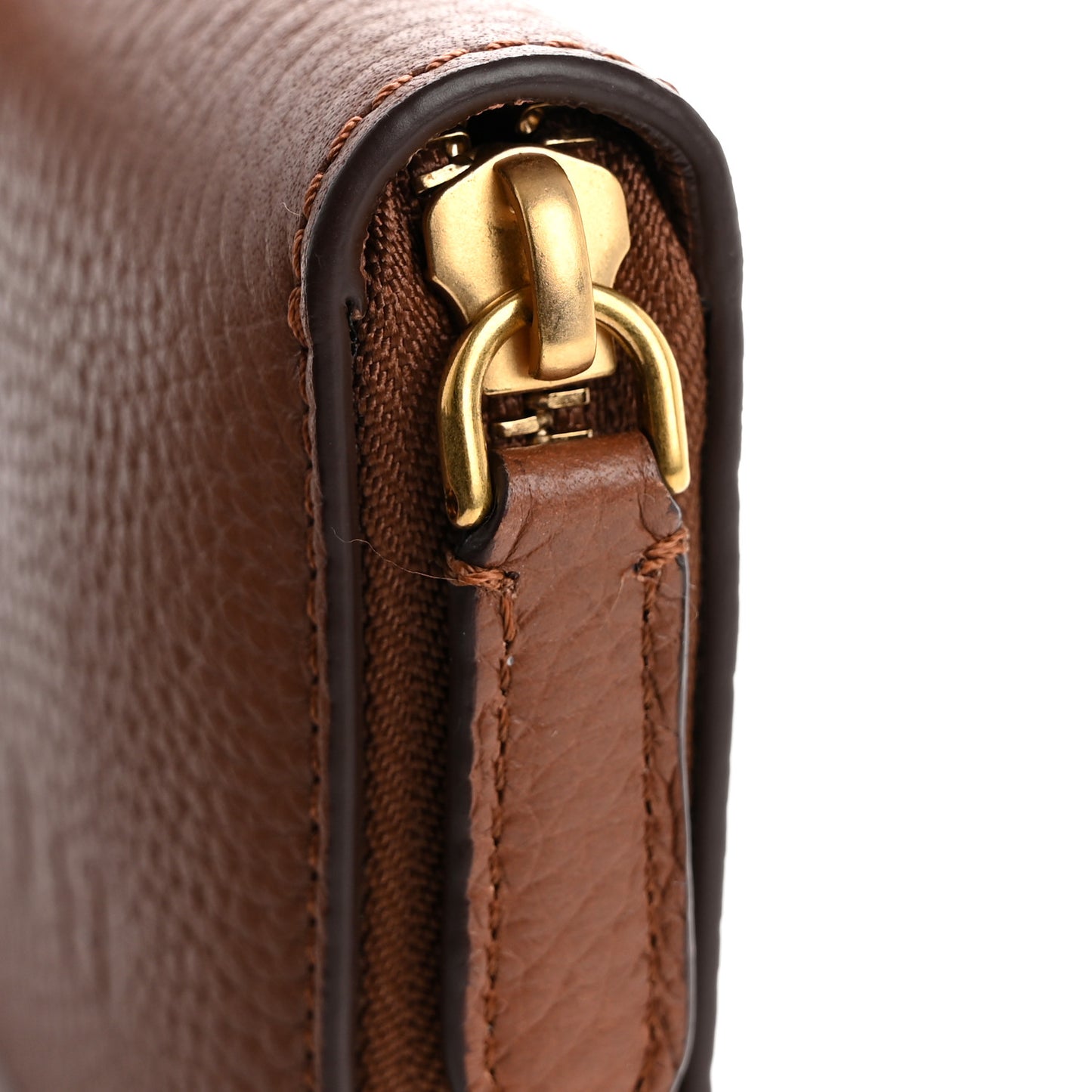 Grainy Calfskin London England Zip Around Wallet Chestnut Brown