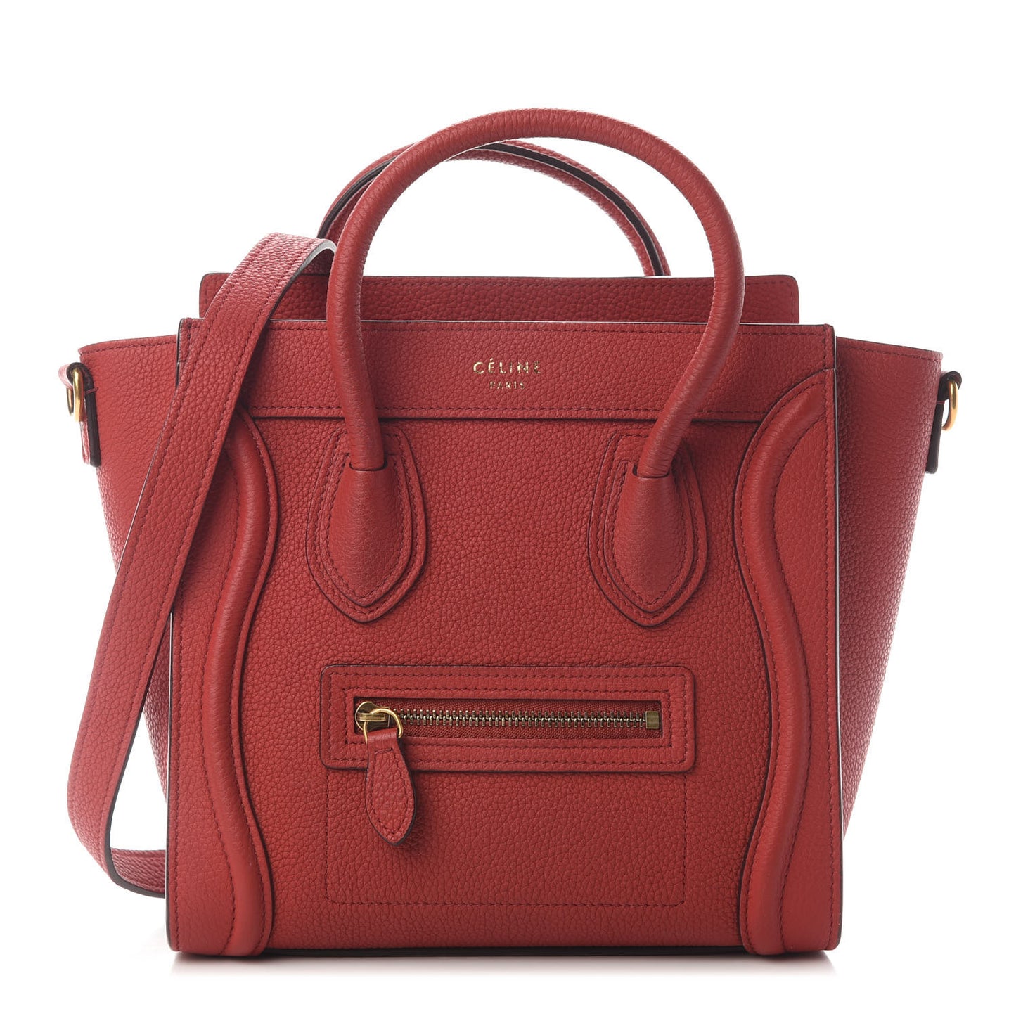 Drummed Calfskin Nano Luggage Red