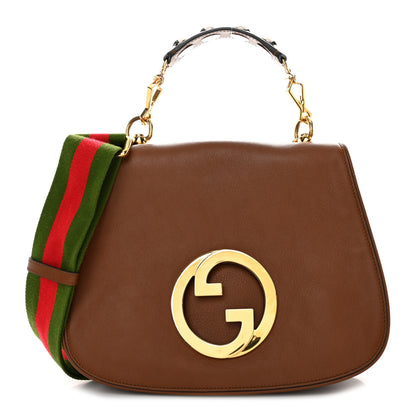 Gucci Roxy Calfskin Web Medium Blondie Top Handle Shoulder Flap Bag Cuir 1 of 9