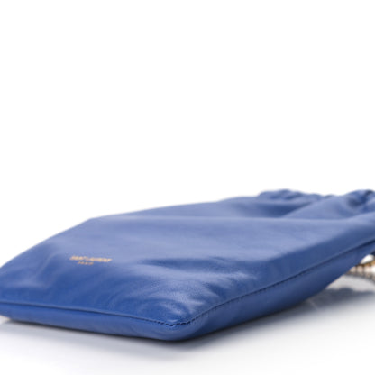 Saint Laurent Lambskin Paris Drawstring Pouch Bleu Majorelle 10 of 10