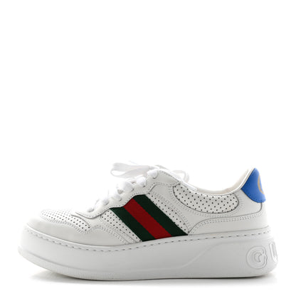 Gucci Calfskin Web Perforated Womens Platform 55mm Sneakers 38.5 White Bright Splash 1 of 14