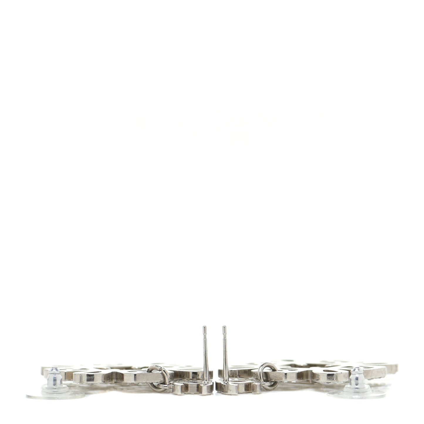 Crystal Strass Cross CC Earrings Silver