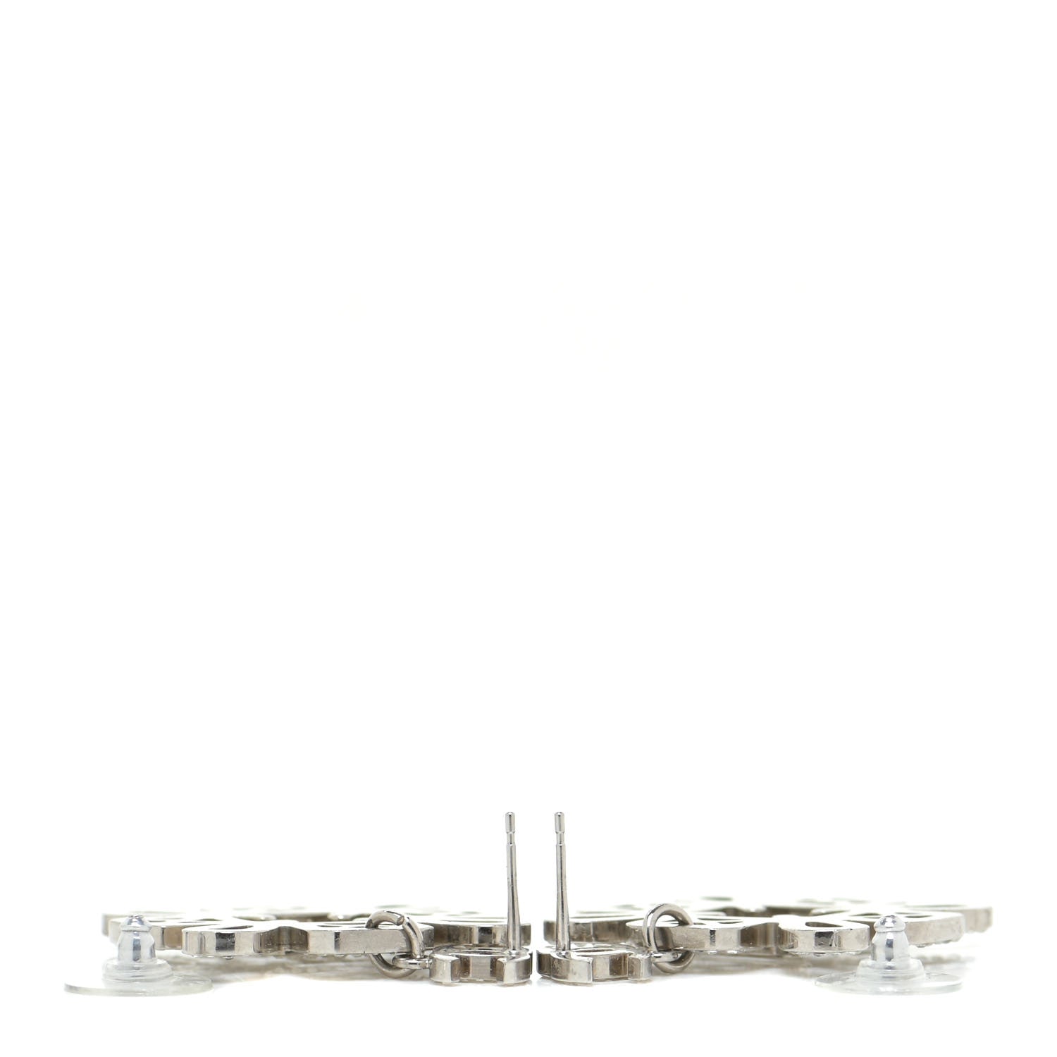 Chanel Crystal Strass Cross CC Earrings Silver 4 of 7