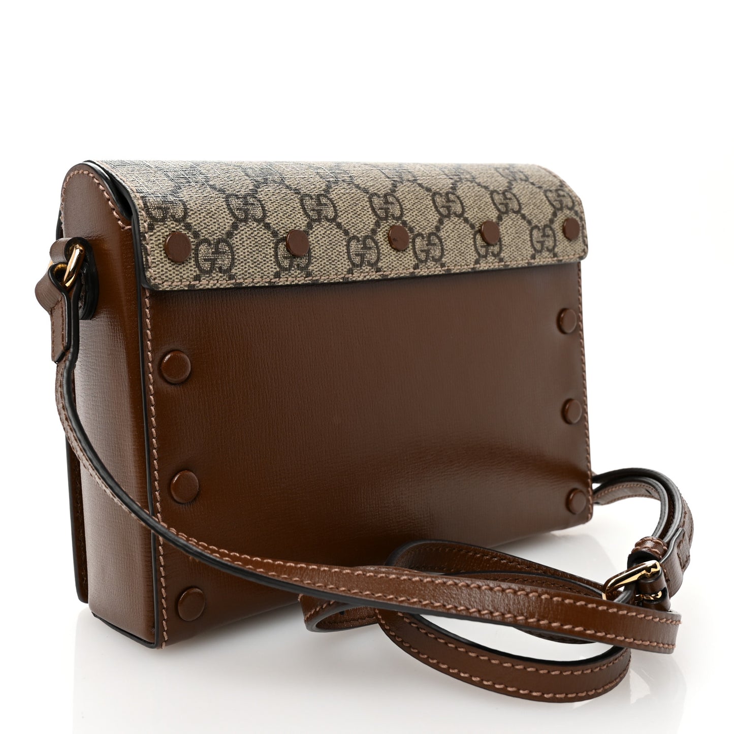 GG Supreme Monogram Script Logo Heart Crossbody Bag Beige Brown