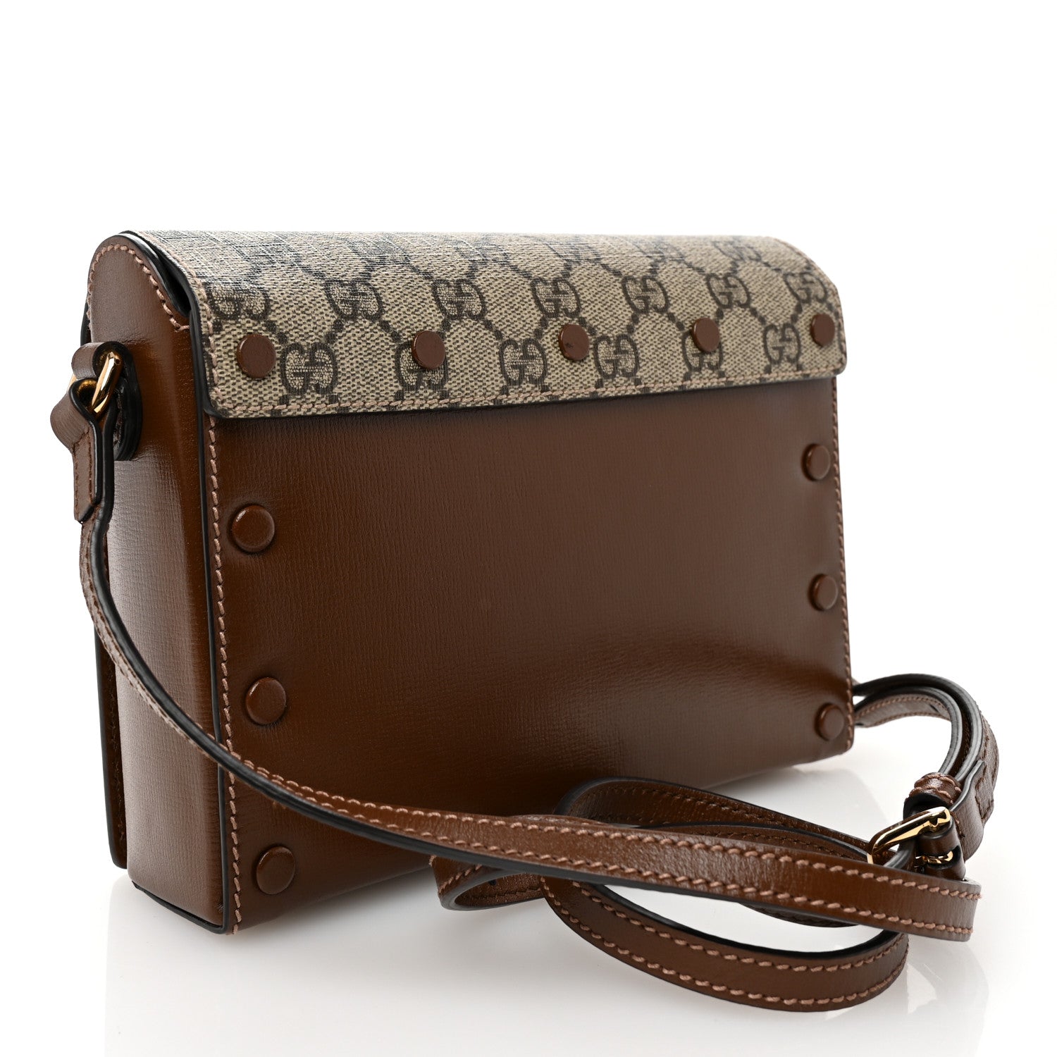 Gucci GG Supreme Monogram Script Logo Heart Crossbody Bag Beige Brown 3 of 10