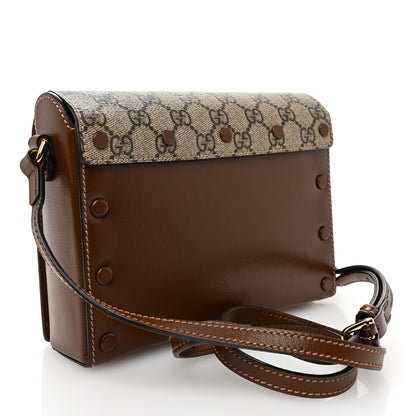 Gucci GG Supreme Monogram Script Logo Heart Crossbody Bag Beige Brown 3 of 10