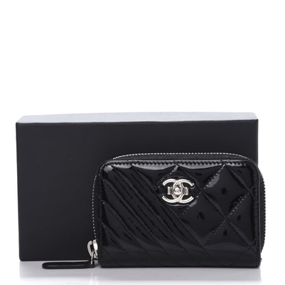 Chanel Patent Quilted Coco Boy Zip Coin Purse Black 10 of 10