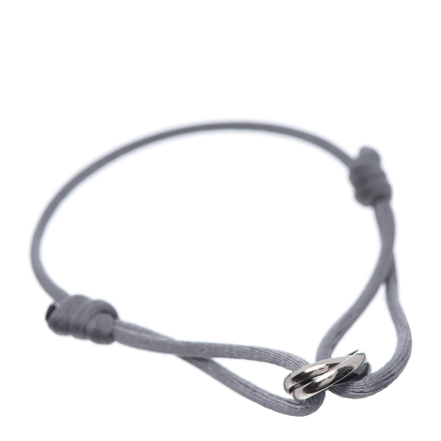 18K White Gold Ceramic Trinity Cord Bracelet Grey