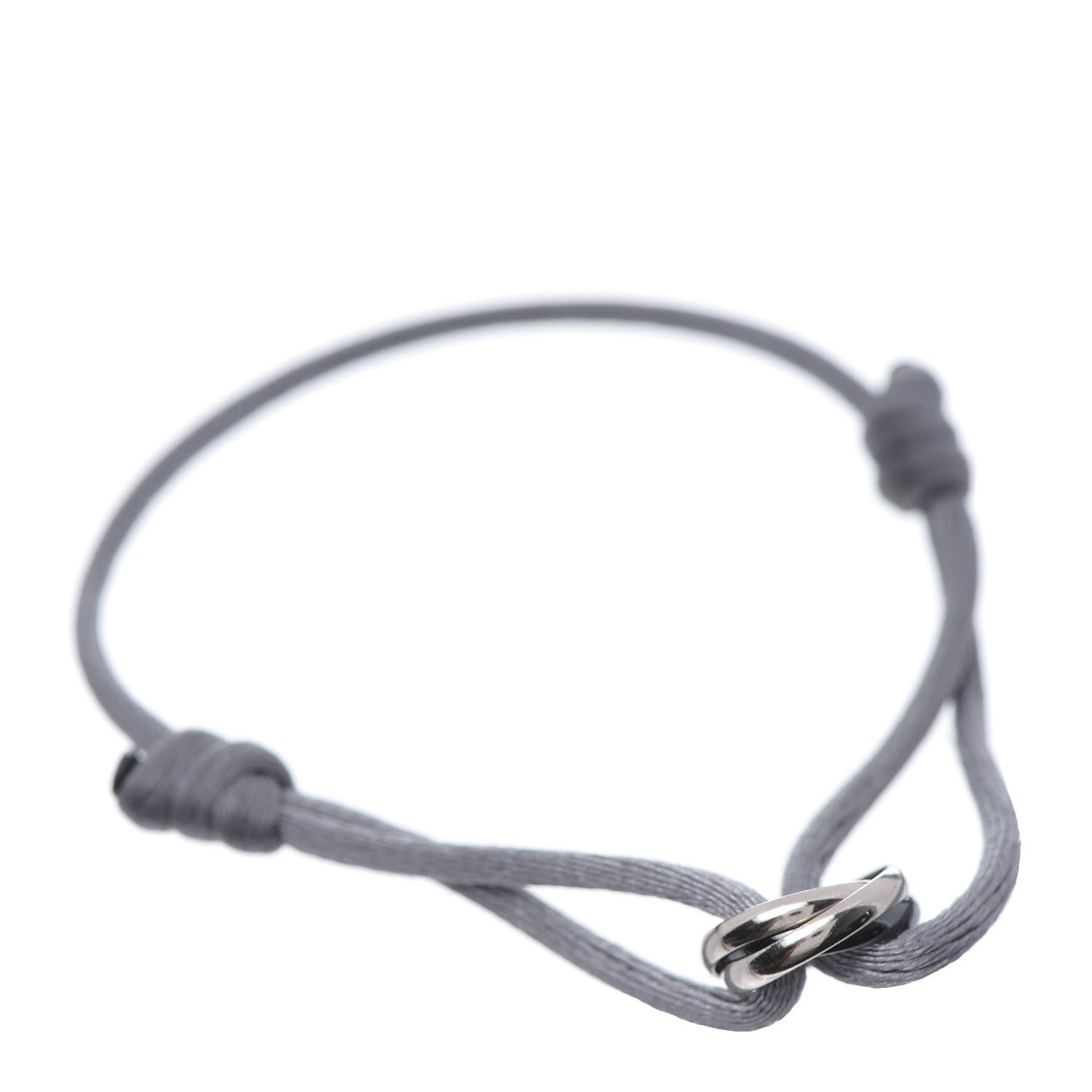 Cartier 18K White Gold Ceramic Trinity Cord Bracelet Grey 1 of 7