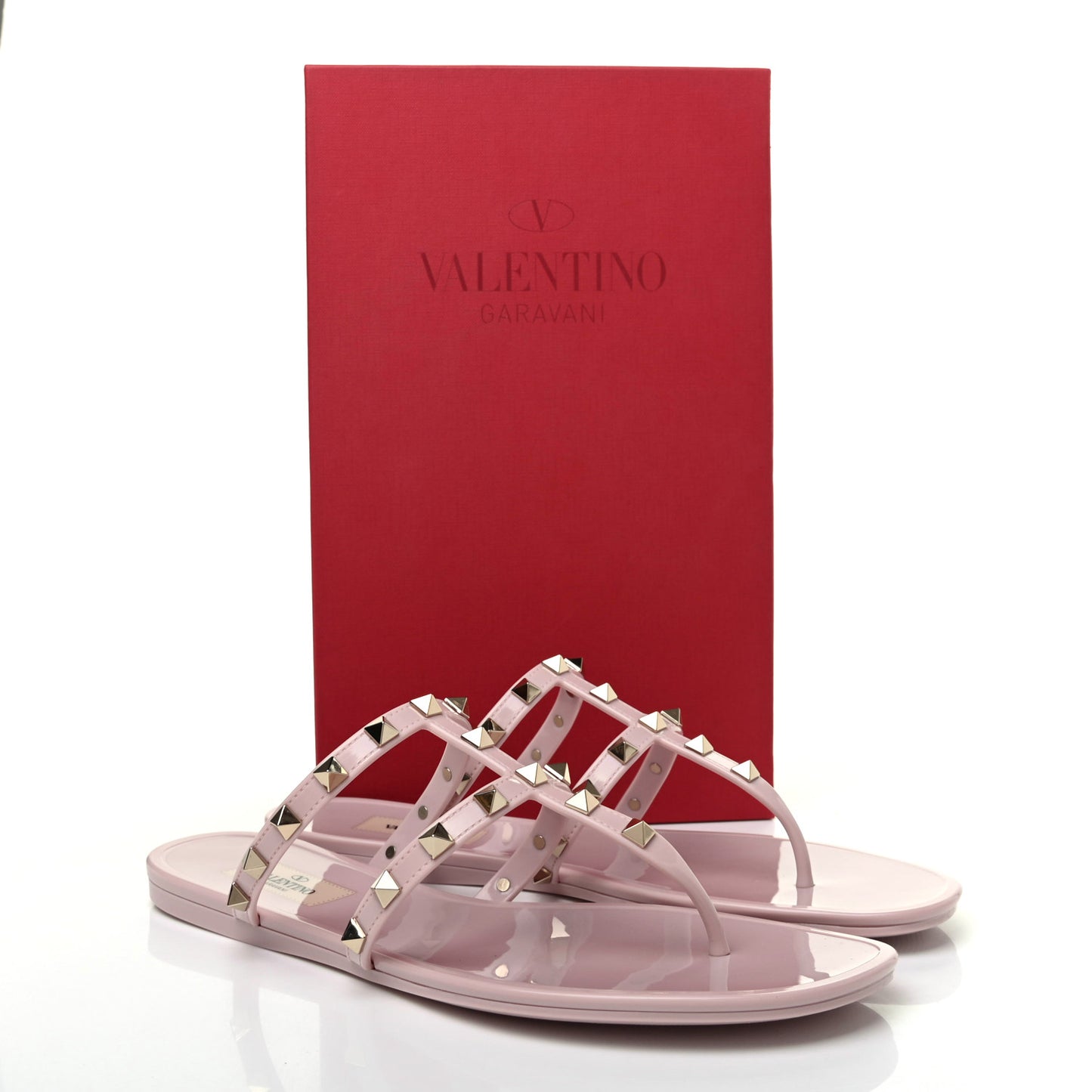 PVC Jelly Rockstud Caged Thong Sandals 40 Water Rose