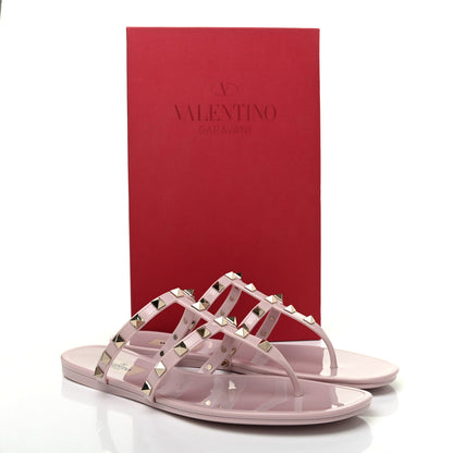 Valentino Garavani PVC Jelly Rockstud Caged Thong Sandals 40 Water Rose 8 of 8
