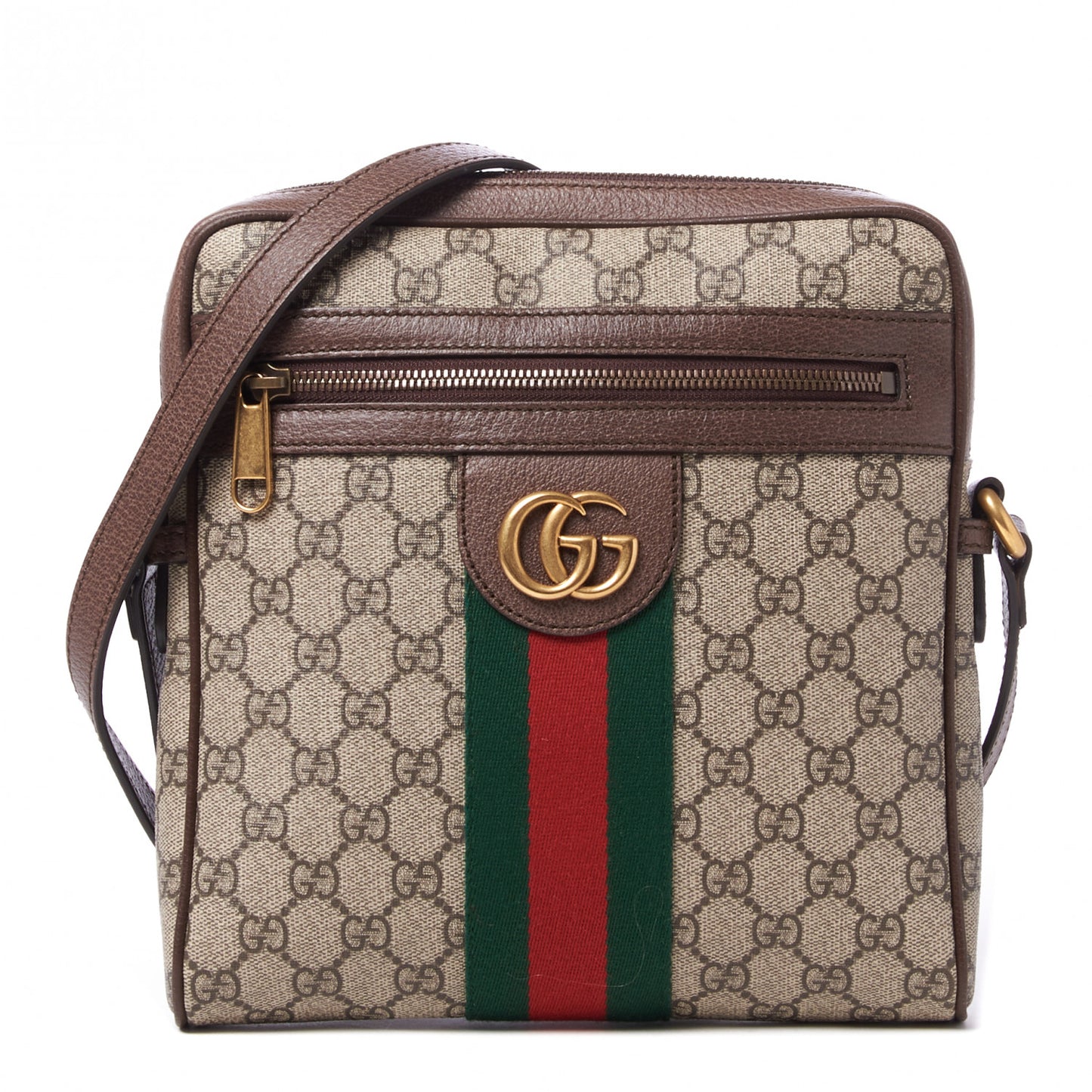 GG Supreme Monogram Web Small Ophidia Messenger Bag Brown