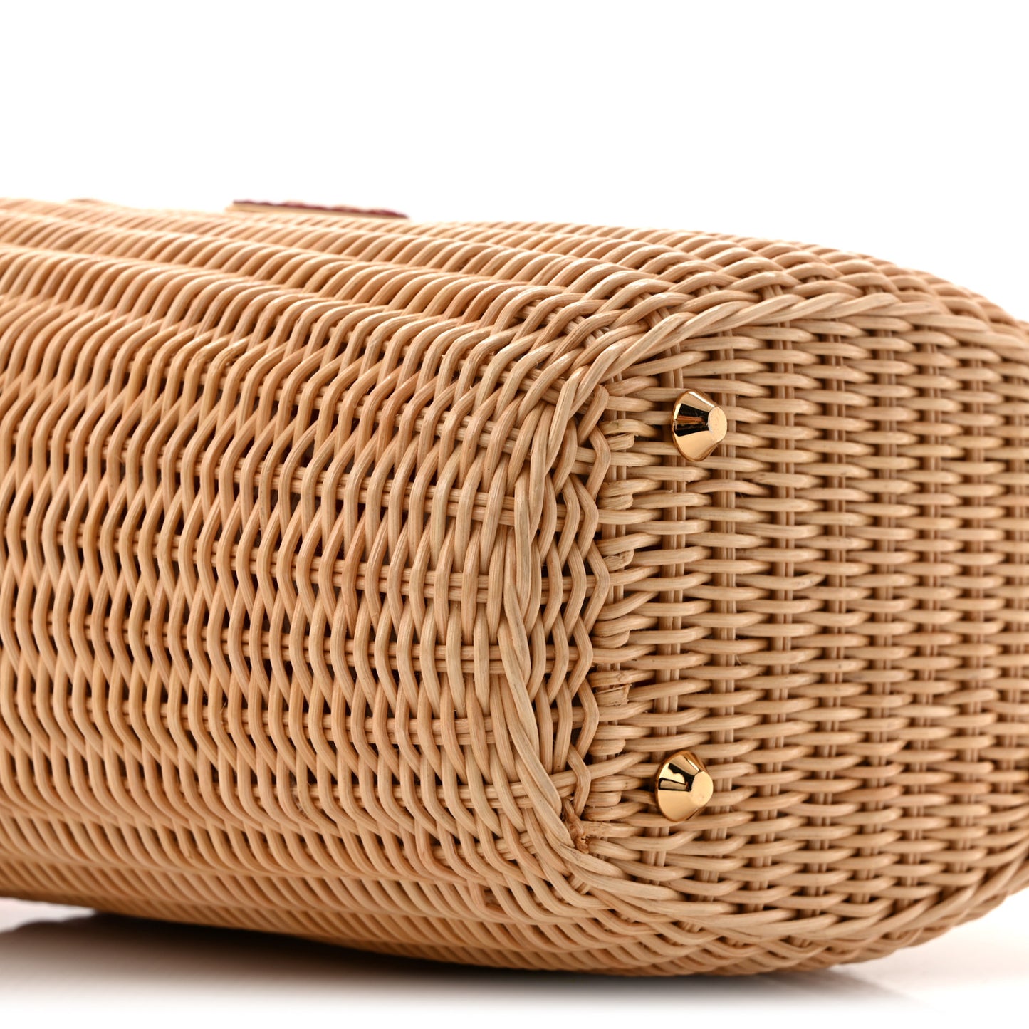 Wicker Canvas Striped Shoulder Bag Naturale Rosso