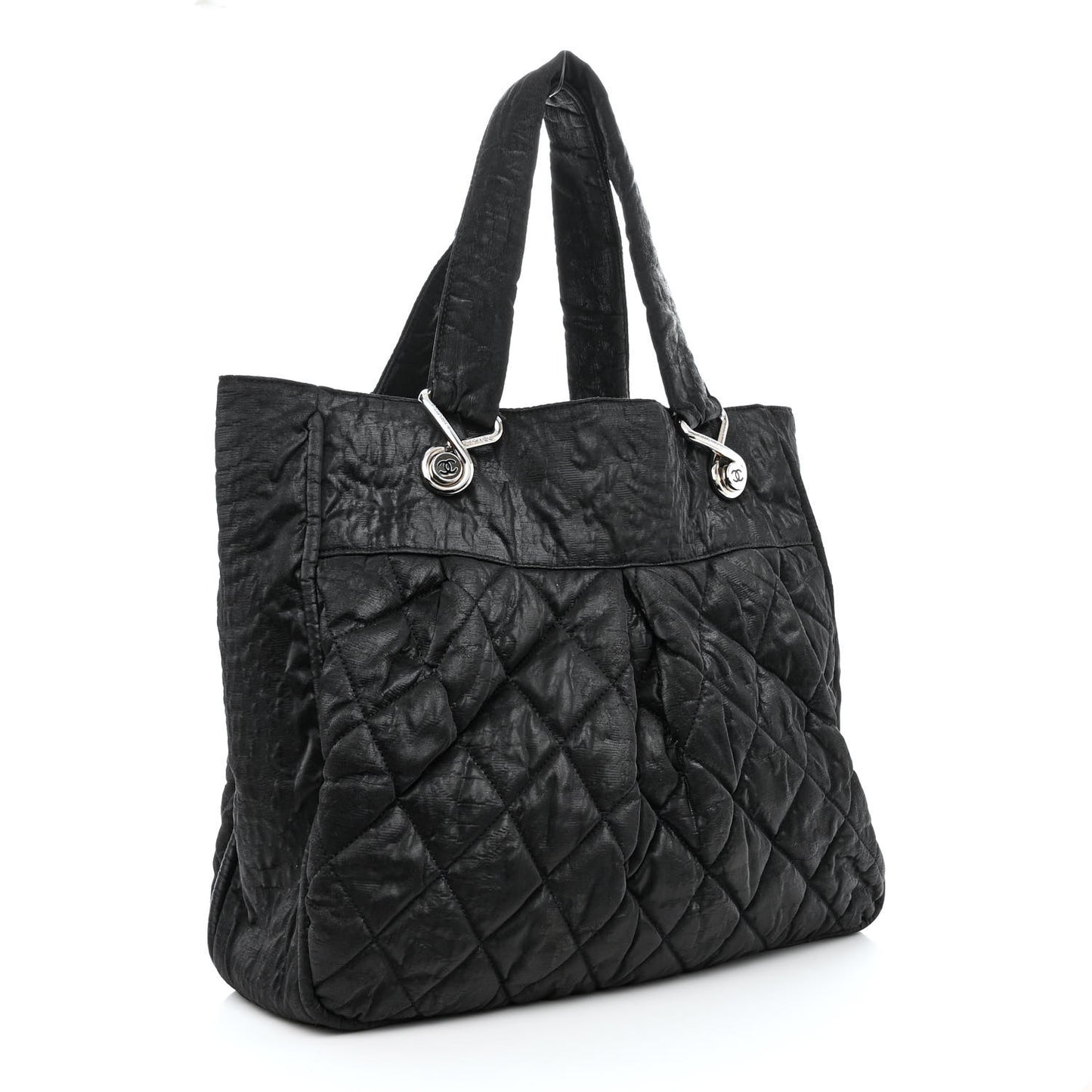 Crinkled Coated Canvas Le Marais Large Tote Black