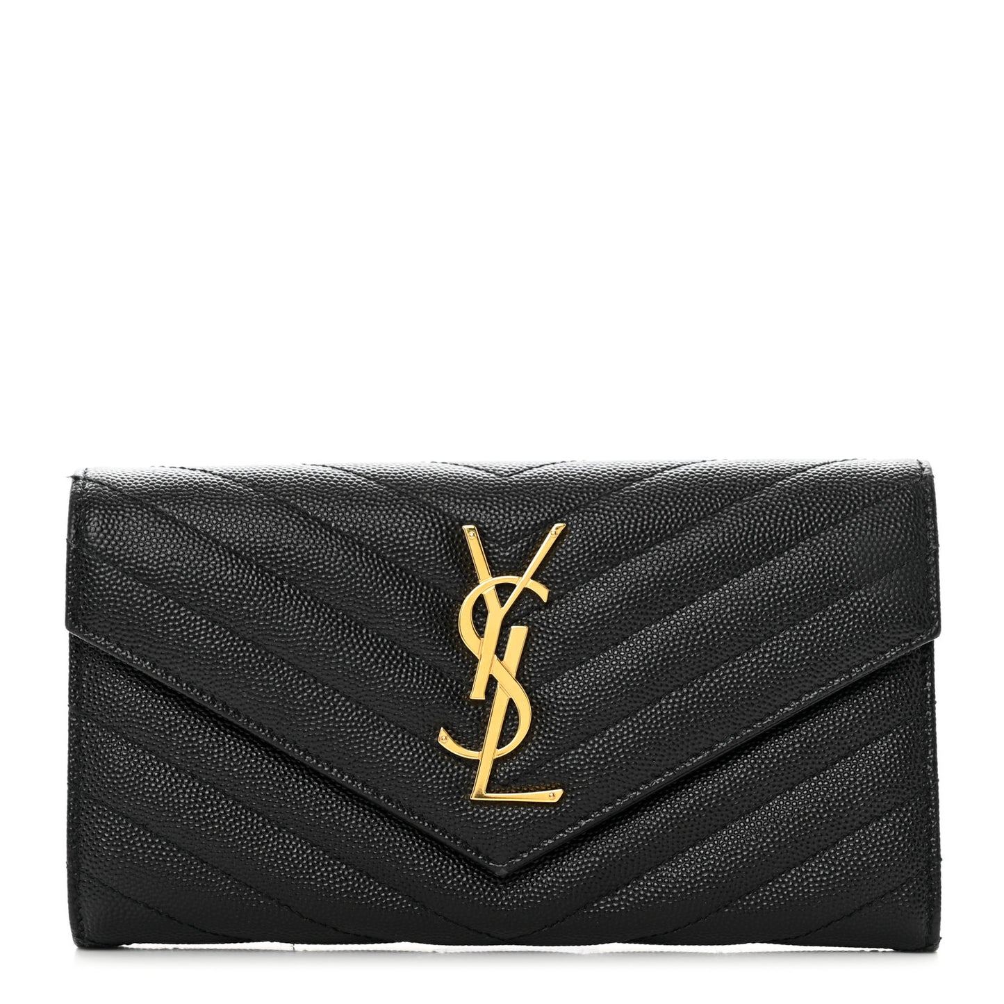 Grain De Poudre Matelasse Chevron Monogram Flap Wallet Black