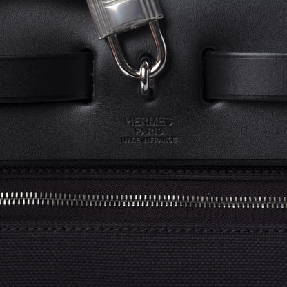 Hermes Military Toile Vache Hunter Herbag Zip PM 31 Prune Black 10 of 11