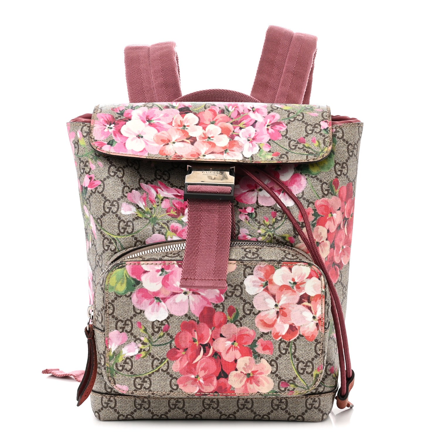 Gucci GG Supreme Monogram Blooms Small Single Buckle Backpack Beige Multicolor Dry Rose 1 of 10