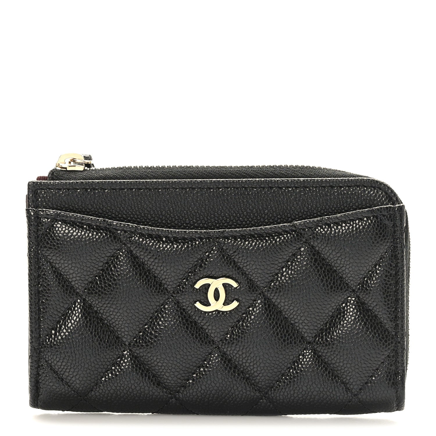 Chanel Caviar Quilted CC Zip Around Card Holder Black 1 of 8