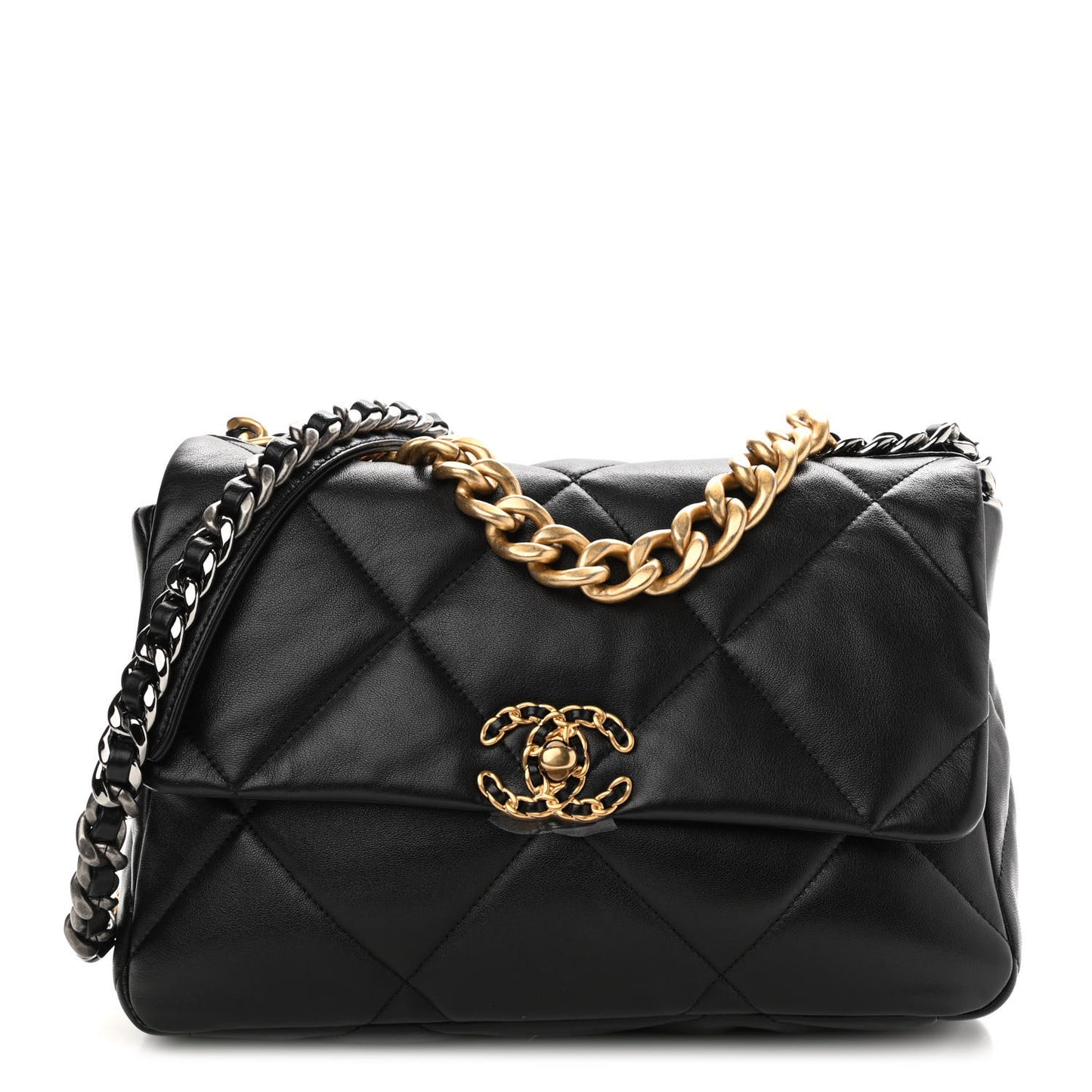 Lambskin Quilted Large Chanel 19 Flap Black