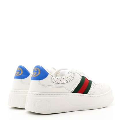 Gucci Calfskin Web Perforated Womens Platform 55mm Sneakers 39.5 White Bright Splash 4 of 11