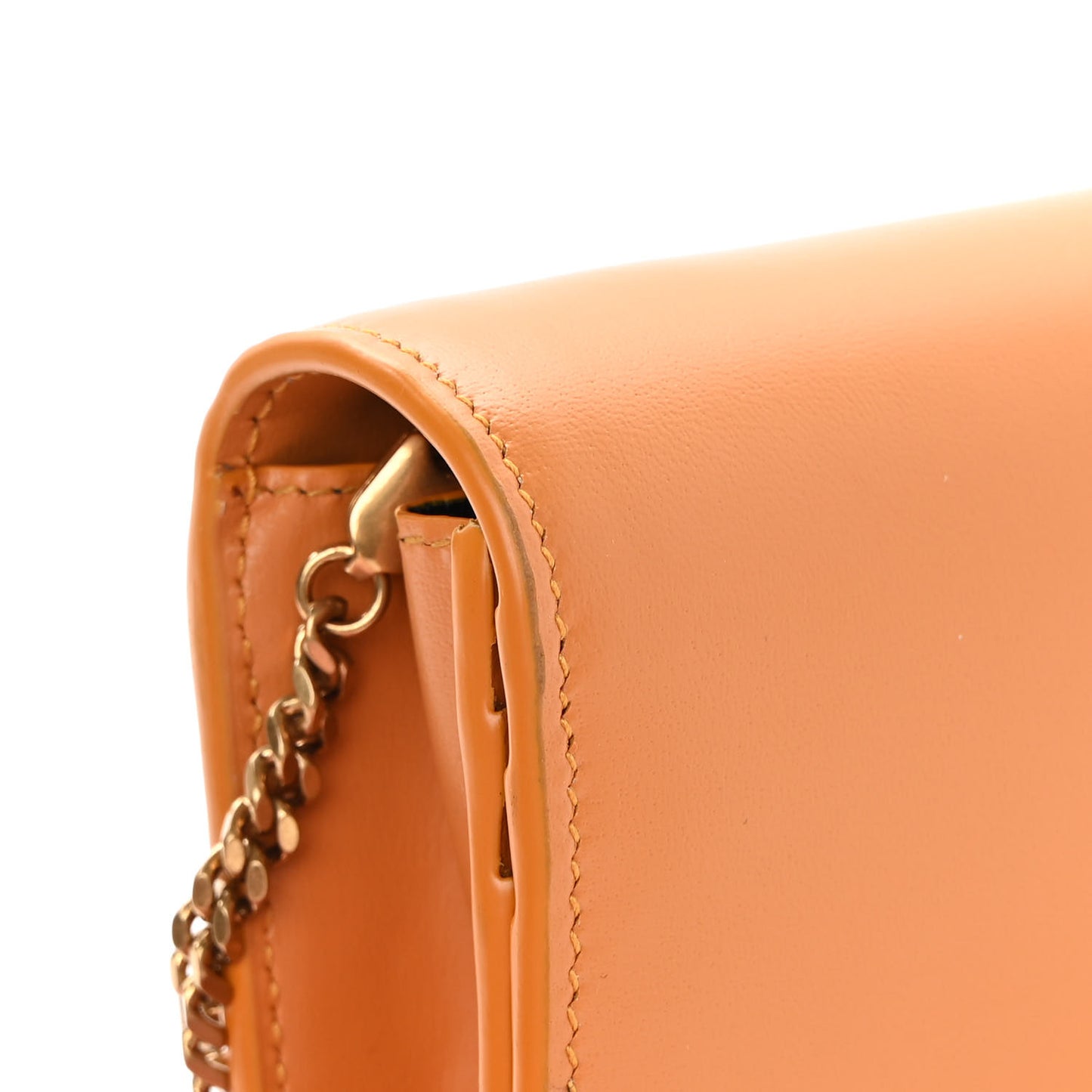 Calfskin Monogram Chain Card Case Orange