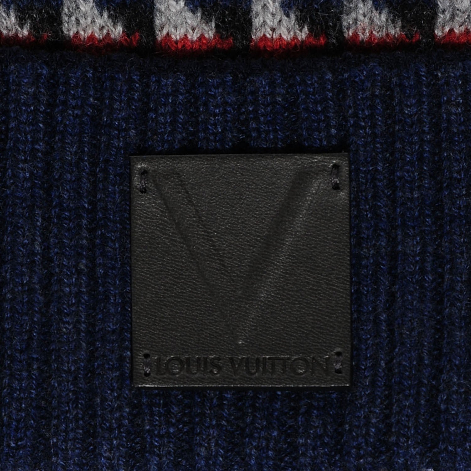 Louis Vuitton Cashmere Calfskin Wallpaper Hat Scarf Set Blue Rouge 7 of 10