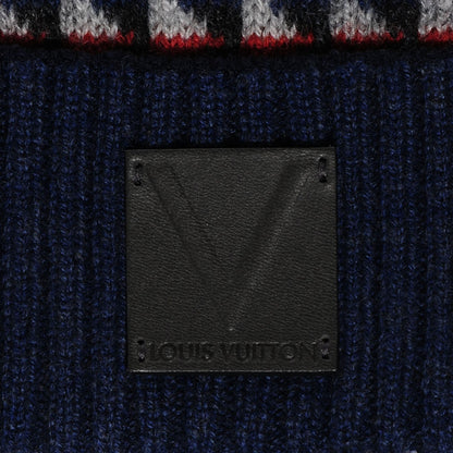 Louis Vuitton Cashmere Calfskin Wallpaper Hat Scarf Set Blue Rouge 7 of 10