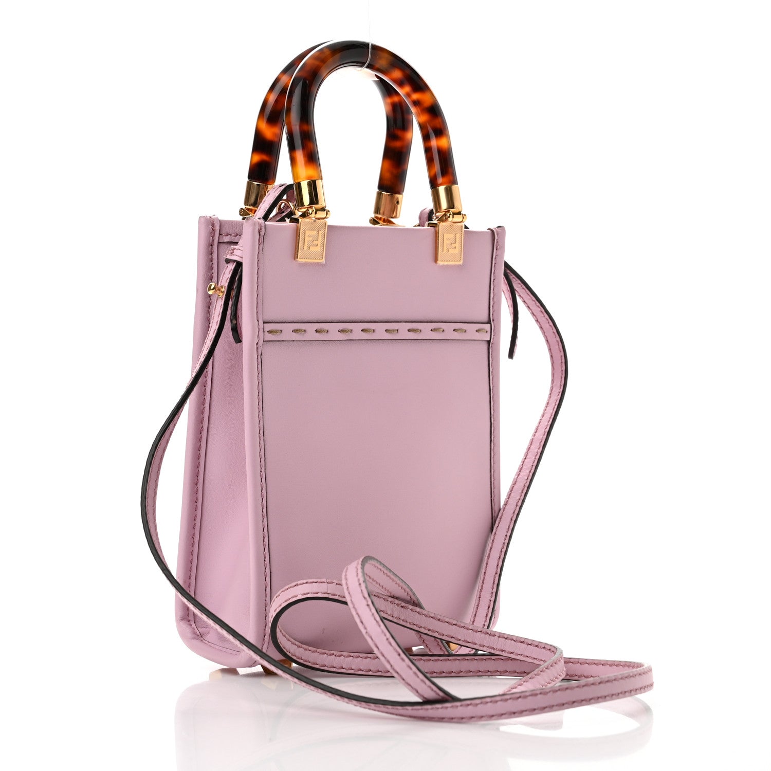 Fendi Vitello King Plexiglass Logo Embossed Mini Fendi Sunshine Shopper Tote Lavanda 3 of 11