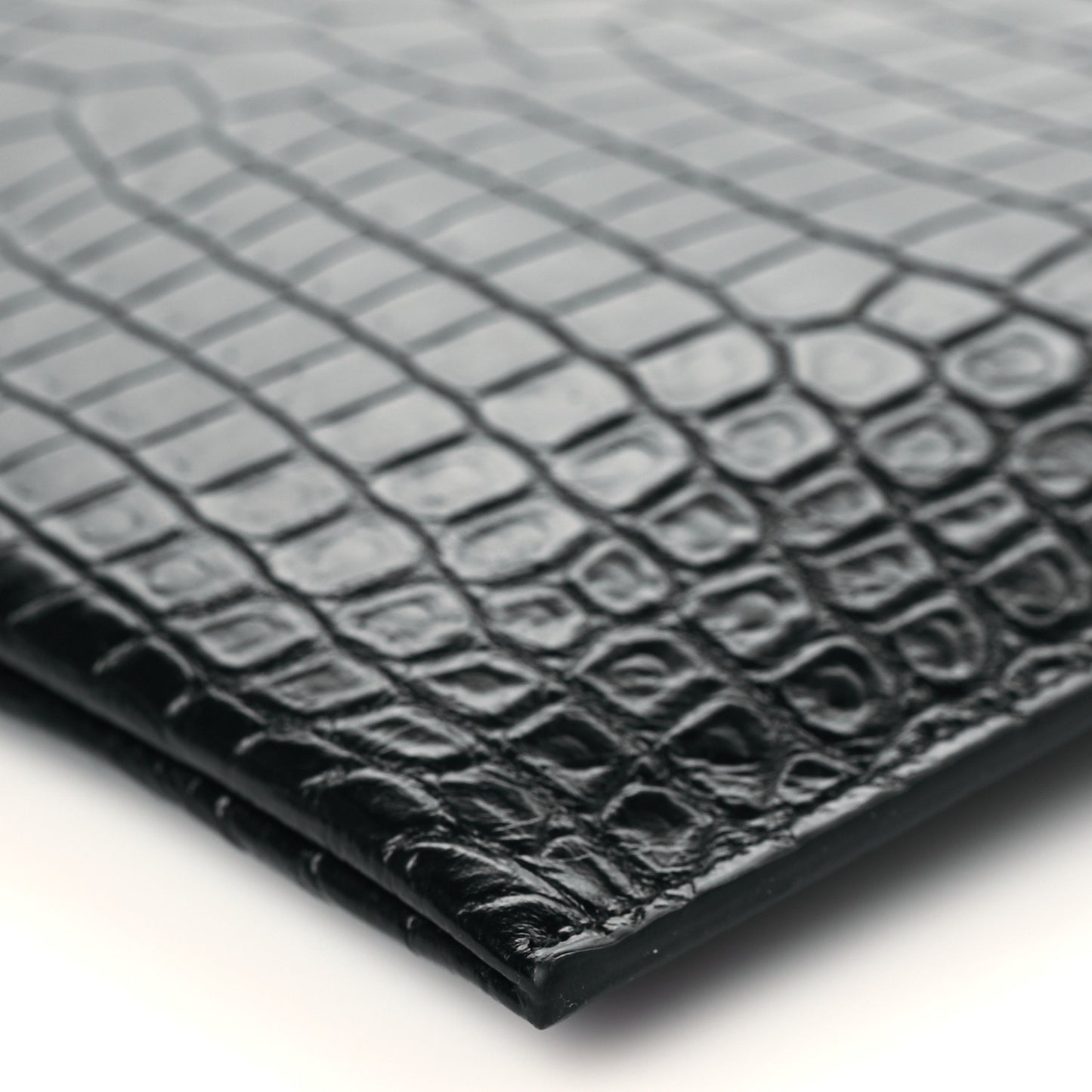 Calfskin Crocodile Embossed Zip Mini Tablet Sleeve Black