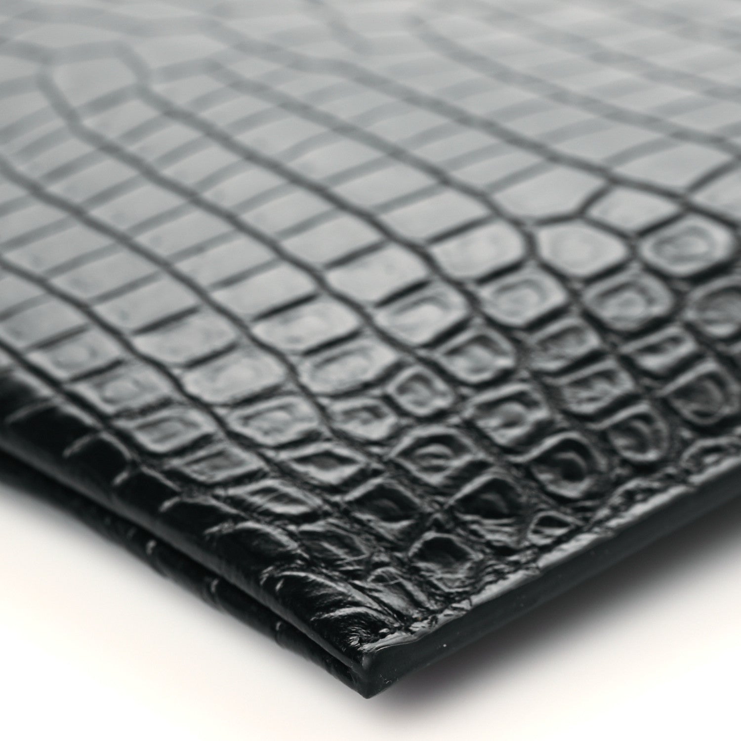Saint Laurent Calfskin Crocodile Embossed Zip Mini Tablet Sleeve Black 9 of 10