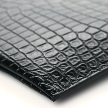 Saint Laurent Calfskin Crocodile Embossed Zip Mini Tablet Sleeve Black 9 of 10