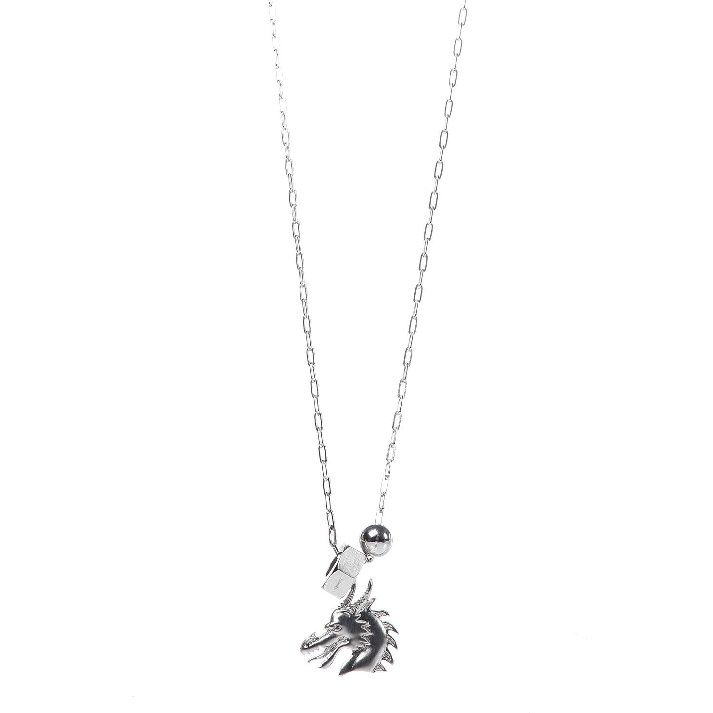 Palladium Talismans Dragon H Pendant Necklace