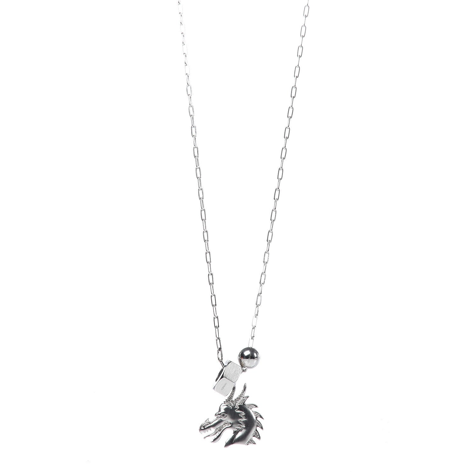 Hermes Palladium Talismans Dragon H Pendant Necklace 1 of 7
