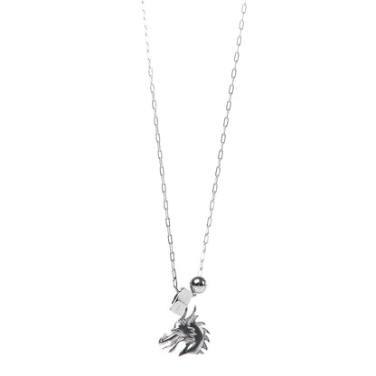Hermes Palladium Talismans Dragon H Pendant Necklace 1 of 7