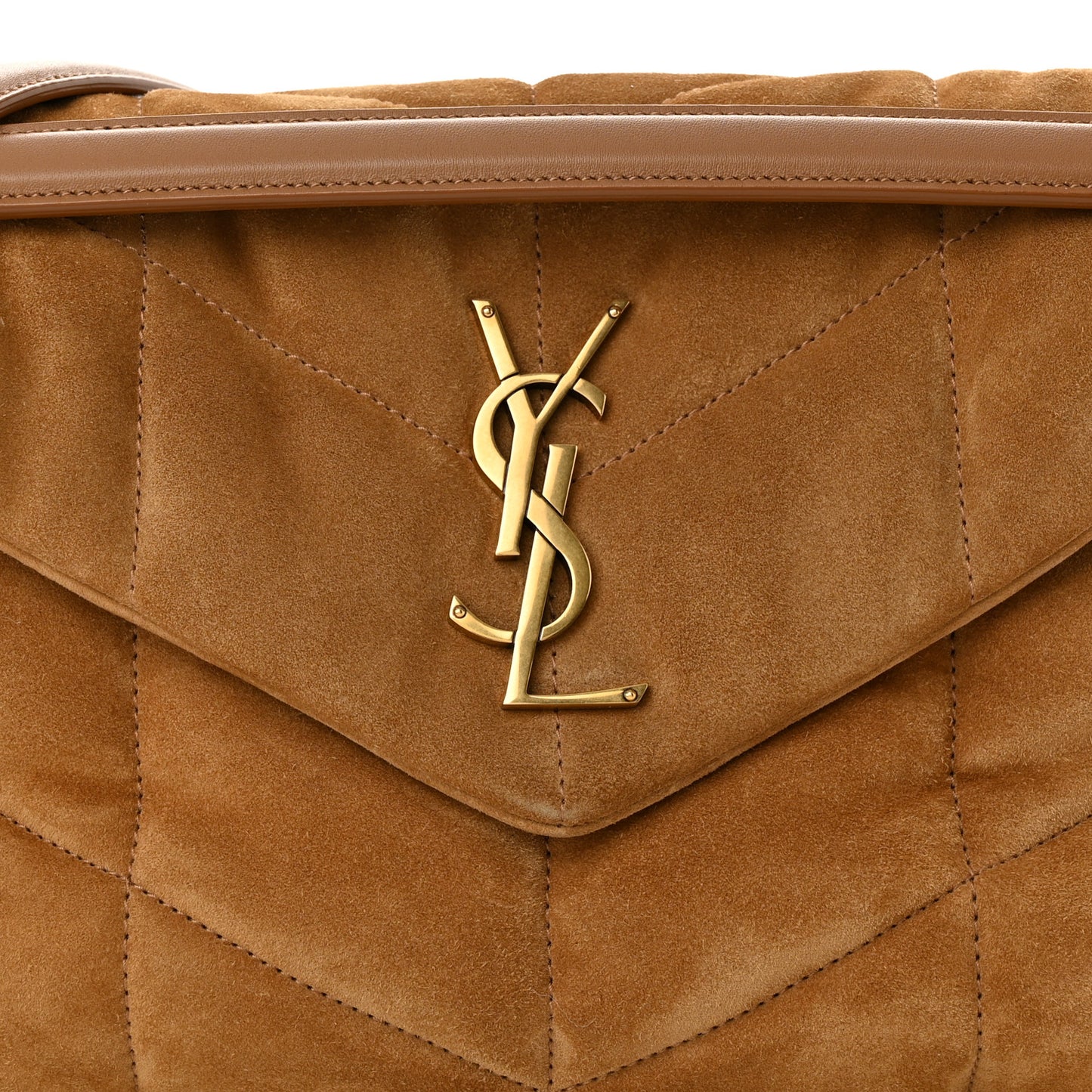 Suede Calfskin Quilted Small Loulou Puffer Monogram Chain Satchel Cinnamon