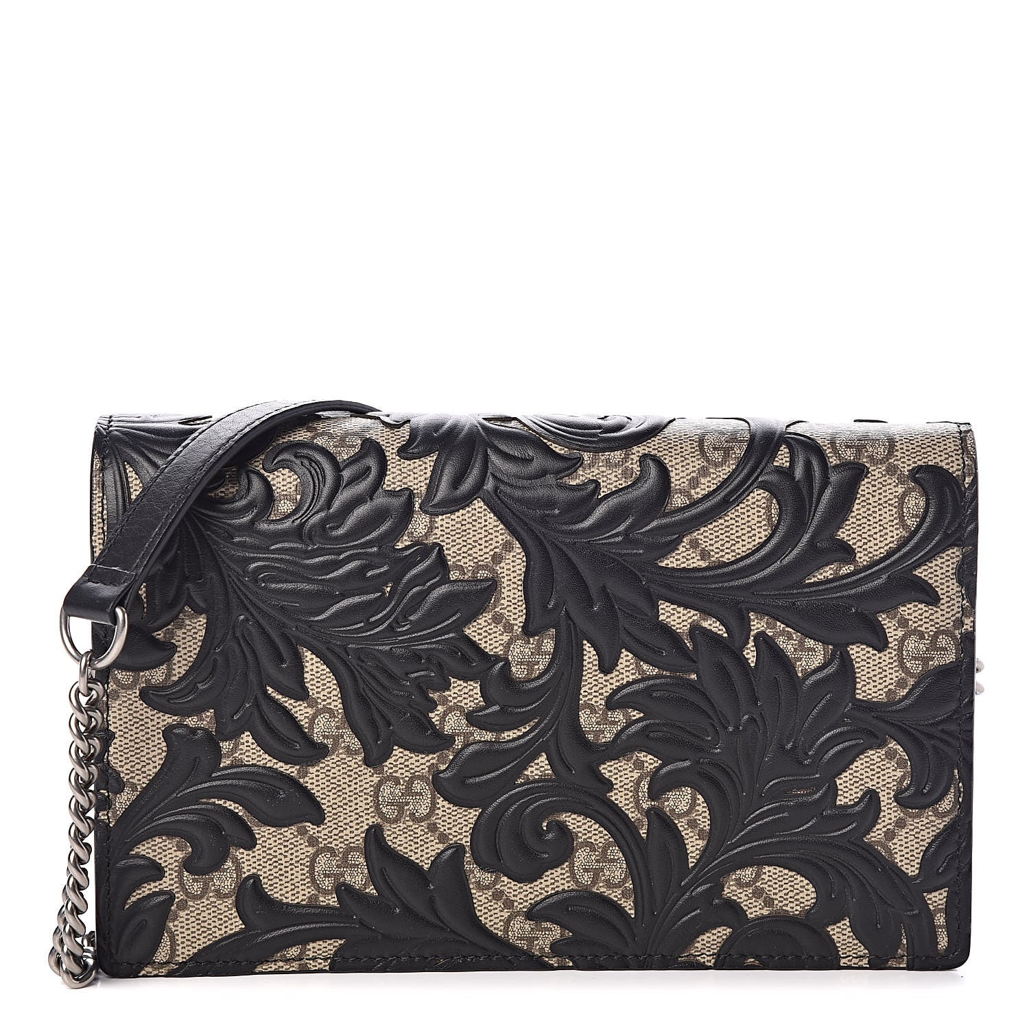Gucci GG Supreme Monogram Arabesque Chain Wallet Black 1 of 6