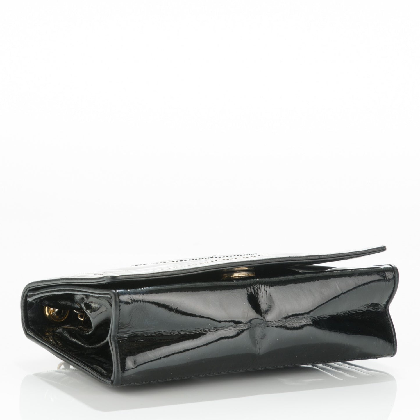 Patent Small Flap Bag Black
