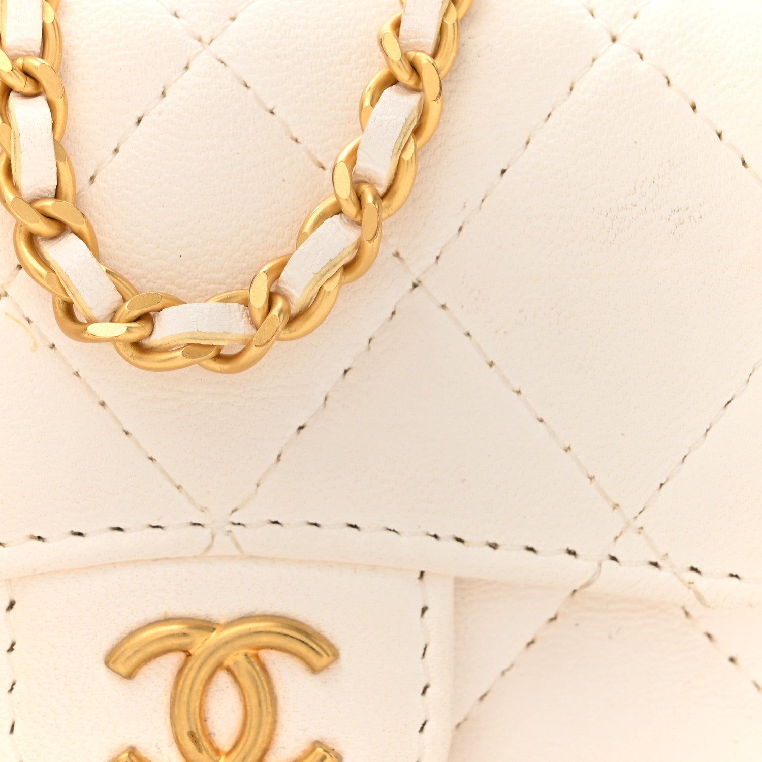 Chanel Lambskin Enamel Quilted Mini Chain Belt Bag White 9 of 14