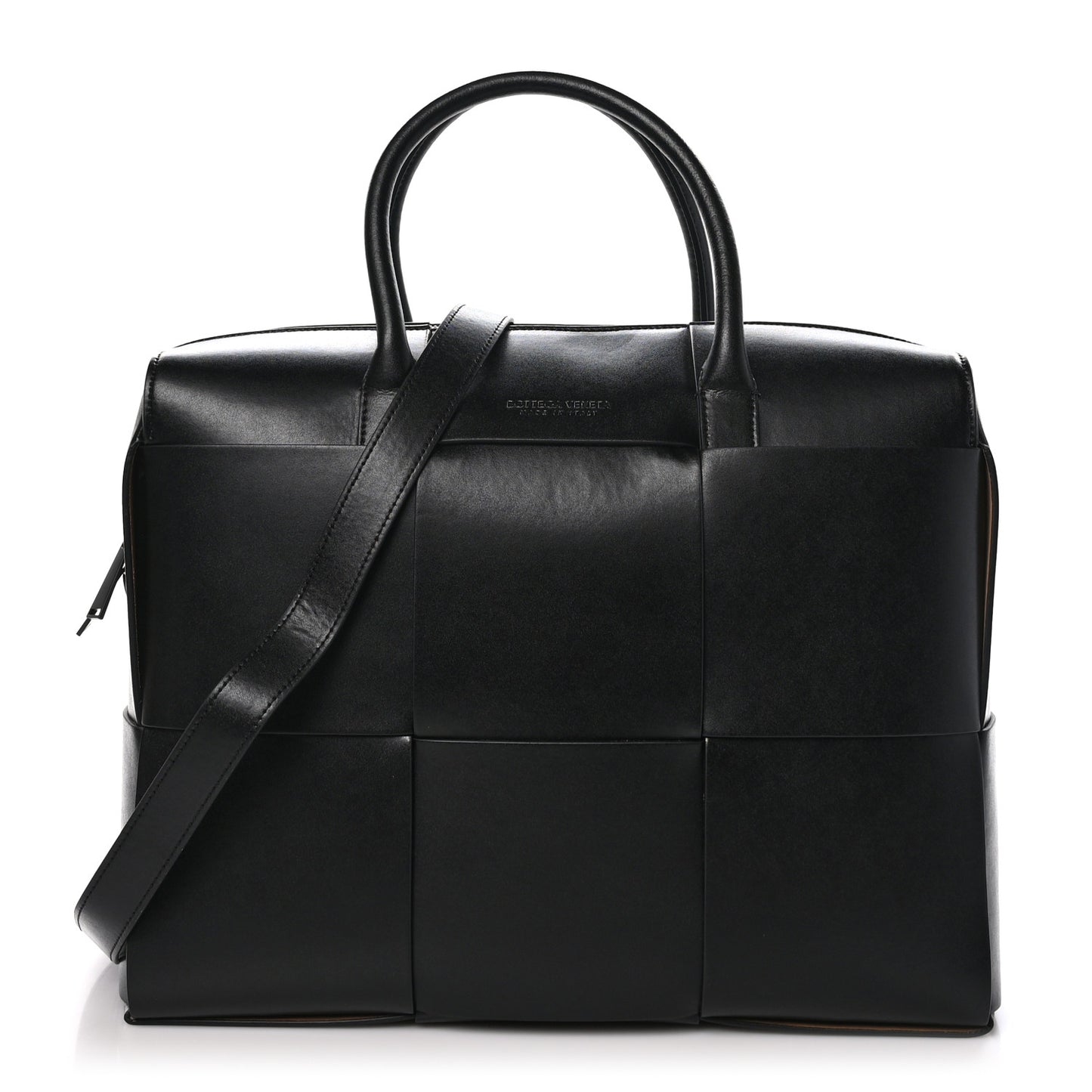 Calfskin Maxi Intrecciato Arco Briefcase Black