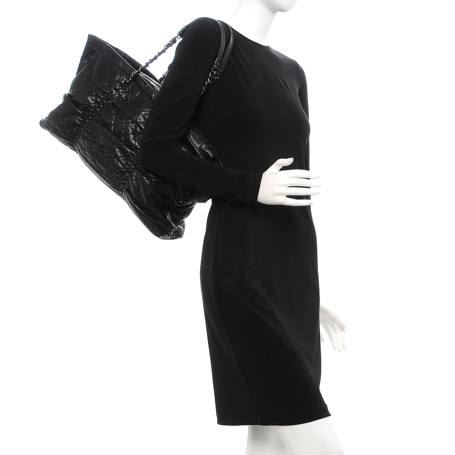 Lambskin Quilted East West Sharpei Tote Black