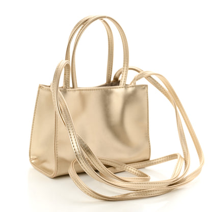 Telfar Metallic Vegan Leather Small Shopping Bag Gold 3 of 10