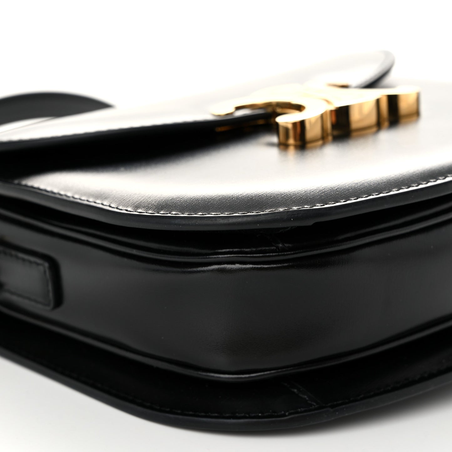 Shiny Calfskin Besace Clea Triomphe Black