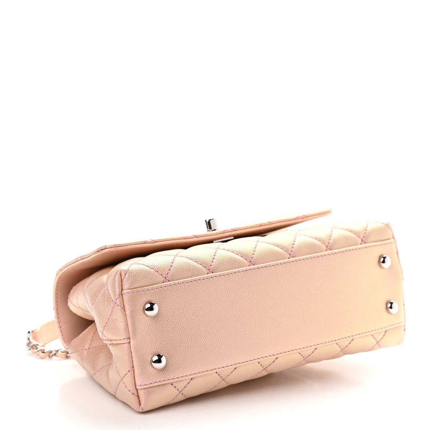 Iridescent Caviar Quilted Mini Coco Handle Flap Pink