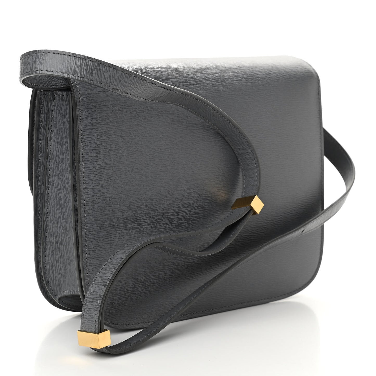 Liege Calfskin Medium Classic Box Flap Bag Medium Grey