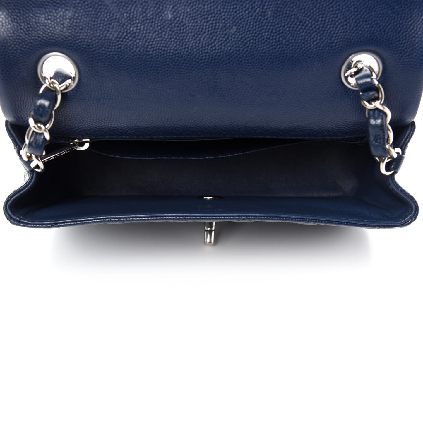 Caviar Quilted Mini Rectangular Flap Navy