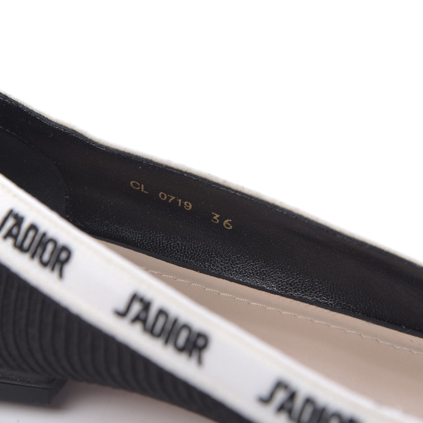 Fabric Ribbon Embroidered J'Adior Ballet Flats 36 Black