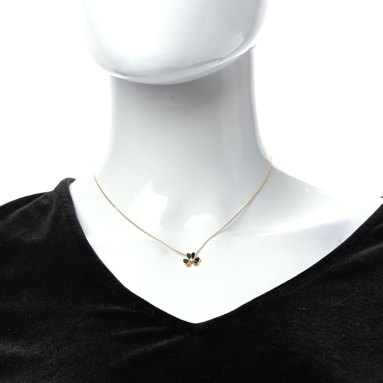 Van Cleef & Arpels 18K Yellow Gold Diamond Mini Frivole Pendant Necklace 2 of 6